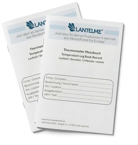 Lantelme Lot de 2 Thermomètres pour Réfrigérateur et Congélateur avec Carnet de Documentation Format A5 - Journal de Température 12 Mois - 3 Mesures par Jour