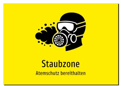 36570-DE-S-10 | Staubzone - Atemschutz bereithalten | Aufkleber A5, 210 x 148mm | mit Symbolgrafik und Text
