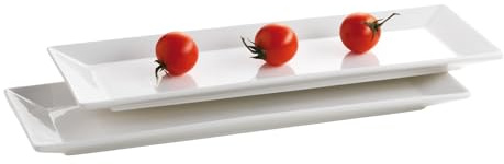 Mäser, trendig linjeserie, rektangulär tallrik, 38 x 13 cm, 2-delat set