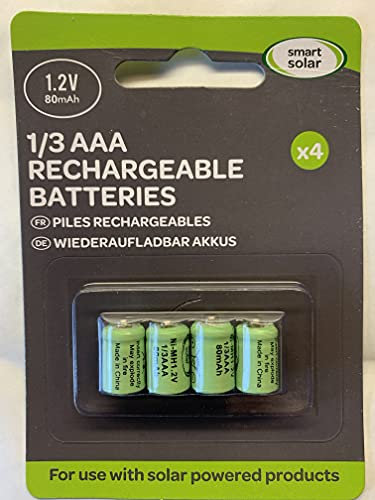4 batterie ricaricabili Ni-MH 1/3 AAA 80 mAh 1,2 V per prodotti solari