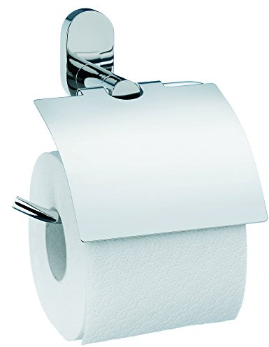 kela 22677, WC-Papierhalter, Zum Kleben oder Bohren, 1 Rolle, Edelstahl 18/10, Lucido, 15,5cm, Silber Glänzend