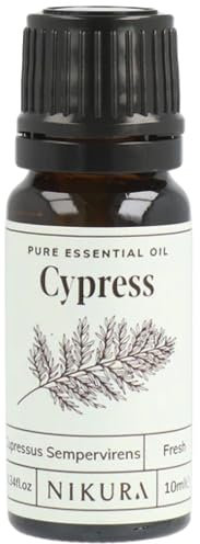 Nikura Cypress Essential Oil - 10ml | 100% Pure Natural Oils | Perfect for Aromatherapy, Diffusers, Humidifier, Bath | Great for Self Care, Skin | Vegan & UK Made