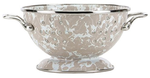 Golden Rabbit Enamelware - Taupe Swirl Pattern - 1 Quart Colander