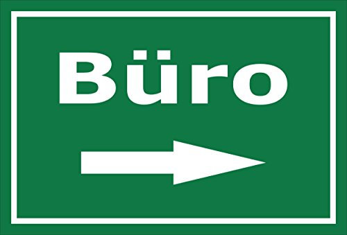 Melis-Folienwerkstatt Schild – Büro – Pfeil nach rechts – 15x20cm, 30x20cm und 45x30cm – Bohrlöcher Aufkleber Hartschaum Aluverbund -S00353-001-G