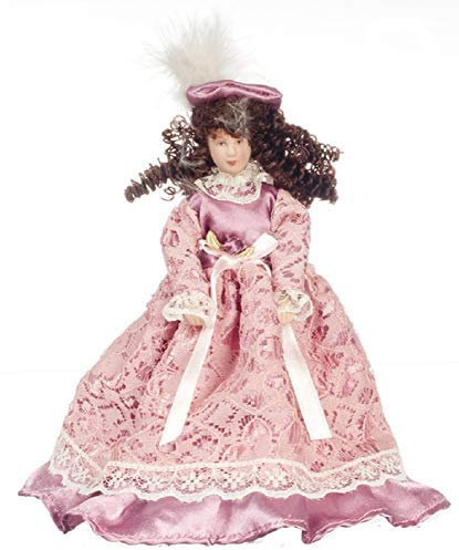 Melody Jane Puppenhaus Viktorianisch Frau Mutter in Rosa Kleid 1:12 Porzellan People