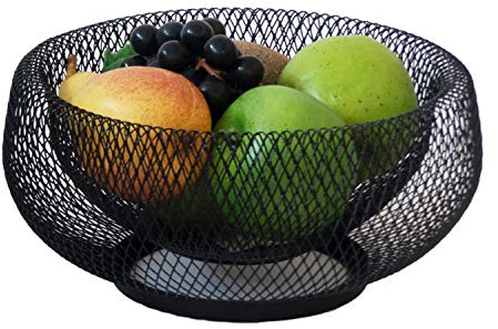 kela Elegant fruktkorg Marlo I svart Ø 28,5 cm I metall - fint nät I dekorativ skål I korg