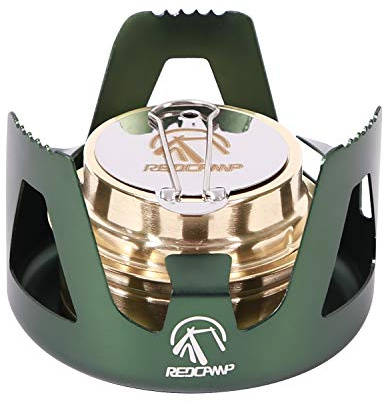 REDCAMP Mini brûleur à alcool en laiton, vert | Flamme réglable, pare-vent, ultra léger, portable, pour barbecue, randonnée, cuisine, pique-nique, carburant non inclus