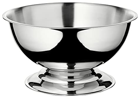 EDZARD Champagnerkühler Cadiz (Ø 32 cm, H 21 cm), Edelstahl hochglanzpoliert, doppelwandig, innen gehämmert, für 3 Flaschen – Sektkühler, Flaschenkühler, Weinkühler, Bowleschale, große Schale