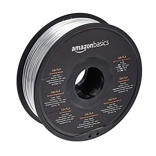 Amazon Basics 3D-Drucker-Filament aus PLA-Seide, 1.75 mm, 1-kg-Spule, Seidensilber
