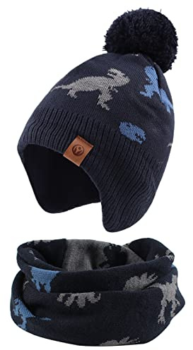 XIAOHAWANG Baby Strickmütze Winter Babymütze Junge Warme Kindermütze Junge Beanie Mütze Dicke Wintermütze für Herbst,Winter