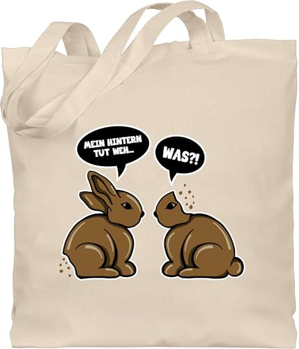 Baumwolltasche - Ostergeschenk - Mein Hintern tut weh Schokohasen I Oster Schoko Hase Ostern - Unisize - Naturweiß - osterhasentasche ostermotiv chocolate erwachsene osterngeschenke ostergeschenke