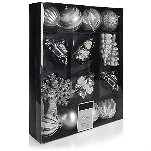 com-four® 20-teiliges Set Hängedeko Weihnachten, Christbaumkugeln | Christbaumschmuck