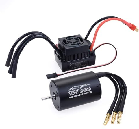Fasizi Motor sin escobillas 3650 3900KV resistente al agua con ESC de 60A para coches y camiones RC 1/10: sistema de potencia de alta velocidad