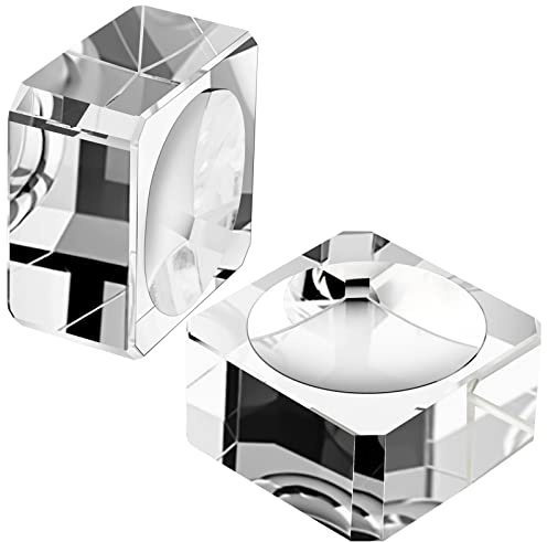 Juanxian 2 Pcs 1.4in Square Crystal Ball Stand Clear Glass Ball Display Stand for 60mm to 90mm Crystal Ball