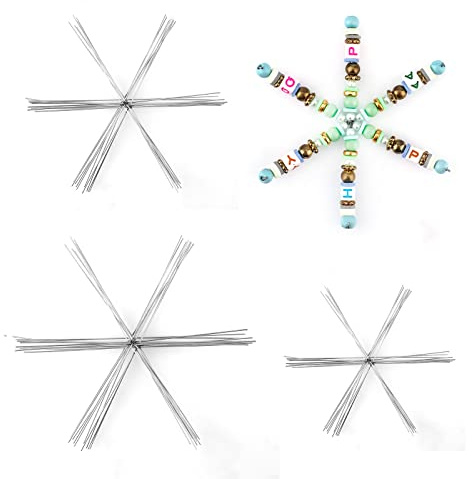 SAVITA D27025 Schneeflocken-Metalldraht, 30 Stück, 9,4 cm, 11,4 cm, 15,2 cm, Weihnachtsbäume, Schneeflocken-Perlen, Ornamente für Winterhandwerk, DIY, Perlen, Weihnachten, Party, Urlaub, Dekorationen,