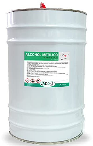 EQM - ECO-303 - Alcohol Metílico 99% Pureza - Metanol - 25L - Combustible de chimeneas y barbacoas - Disolvente industrial, desengrasante y limpiador de superficies