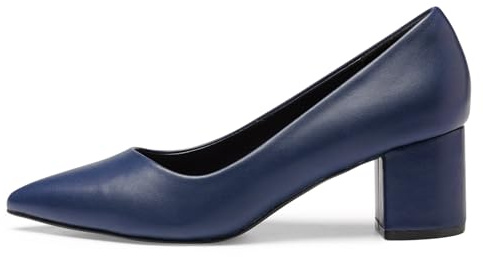 GENSHUO Escarpins Confort Femme - Talon 6cm/2.4in, PU de Haute Qualité, Conçus pour Pieds Sensibles et Larges, Classiques et Polyvalents, Bleu Marine,40.5 EU