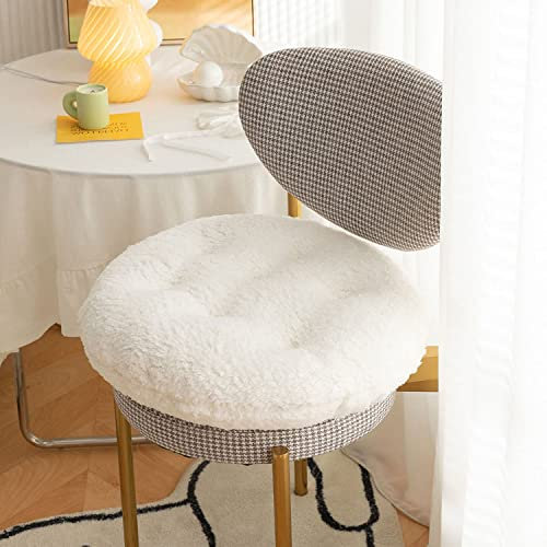 ZTENG Quadratisches Rundes Stuhlkissen Plüsch Flauschiges Stuhlkissen Faux Lambswool Sitzkissen Sitzkissen Bodenkissen Sofakissen (45cm rund, Weiß)