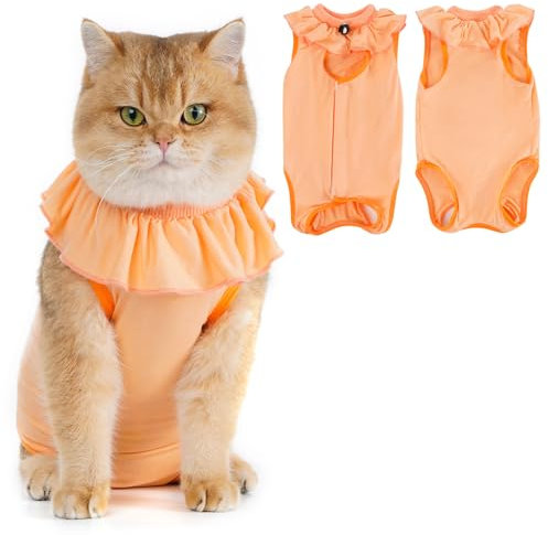 Avont Katzenbody nach OP Erholungsanzug Kleidung Modal Recovery Kastration Spay Entwöhnung Leckschutz Suit für Katze, Bauchwunden oder Hautkrankheiten-M-Apricot