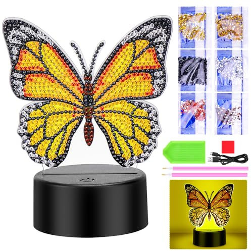 Zoyomax Cadeaux pour filles de 5, 6, 7, 8, 9, 10 ans, papillon Diamond Painting Veilleuse 3D créative Peinture diamant pour enfants, cadeau d'anniversaire pour enfants filles à partir de 6 à 12 ans