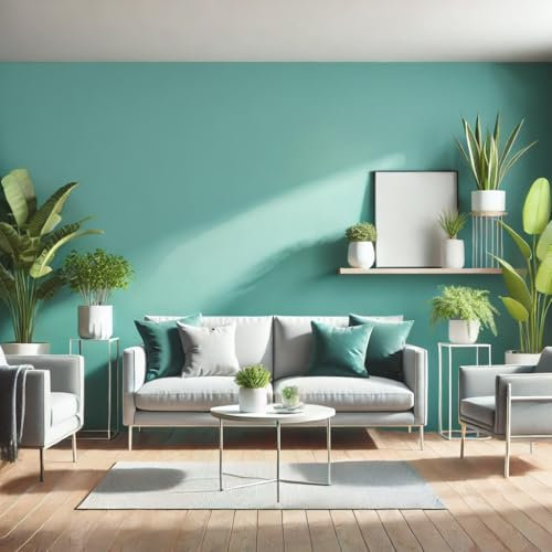 K&L Wall Art Seidenmatt Wandfarbe Grüne Innenwandfarbe modern Wandschutz Anstrich 2,5Liter Mintgrün Aquamarin