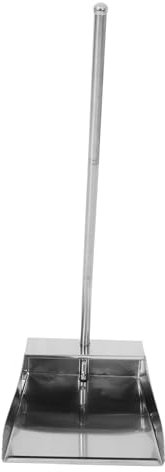 Luxshiny Long Handle Dustpan Stainless Steel Upright Garbage Shovel Large Capacity Home Cleaning Dustpan No Bend Design Ergonomic Grip