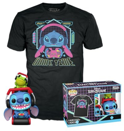 Funko POP! & Tee: L & S - Gmr Stitch with Frog - L - Lilo and Stitch - T-Shirt - Kleidung mit Vinyl-Sammelfigur - Geschenkidee - Spielzeug und Kurzärmeliges Top Für Erwachsene Männer