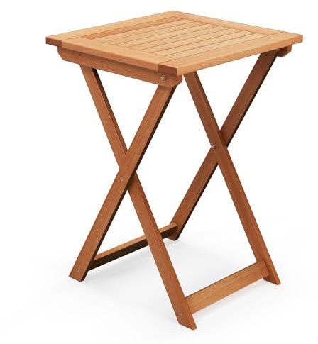 COSTWAY Gartentisch klappbar, wetterfester Bistrotisch aus Hartholz, Klapptisch, quadratischer Holztisch, Balkontisch für Balkon, Garten, Pool, 50 x 50 x 73,5 cm