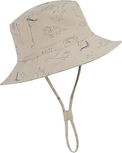 Sommermütze Baby, Cap Kinder Jungen, Unisex Cap Mit Verstellbarem Bindebändern, Cartoon-Muster Fischerhut for Jungen, Khaki, XL