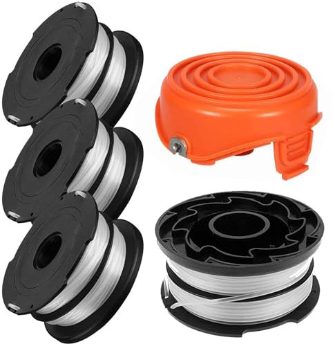 DF-065 Replacement Trimmer Dual Line Spool Compatible with Black Decker Weed Eater GH700 GH710 GH750,DF-065-BKP Spool 36ft 0.065 and RC-065-P Spool Cover,4-Line Spool +1 Cap