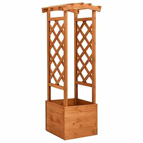 ShCuShan Jardinière à Treillis avec Arche 49x39x130 cm Bois de Sapin,Jardiniere sur Pieds,Bac avec Treillis,Jardiniere Terrasse