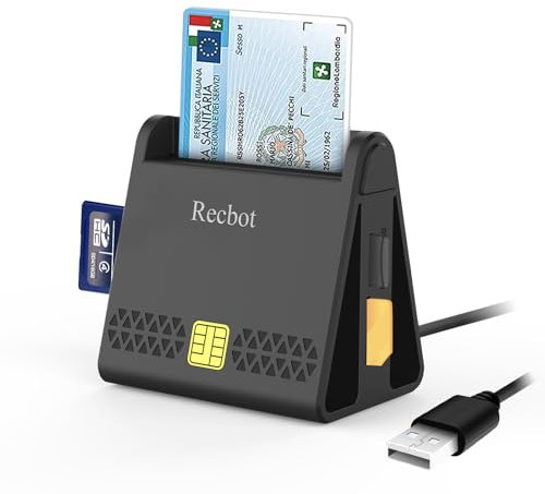 Recbot lettore smart card firma digitale, Lettore Smart Card Tessera Sanitaria, Lettore Smart Card CNS, Lettore di smart card 4 in 1 SD, Micro SD/TF, MMC e SIM compatibile con Windows 10 e Windows 11