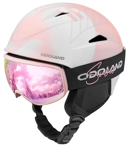Odoland Kit di Casco Sci con Maschera, Casco Snowboard con Occhiali Sci per Uomini Donne e Giovani Unisex, Antiurto e Antivento, Set di Attrezzatura da Sci per Sport Invernali,MPS