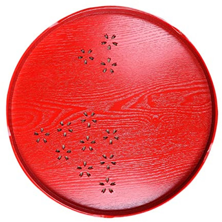 RORPOIR Plateau De Service À Thé en Bois À Motif Creux Rond Accessoire De Mariage Plateau De Vaisselle