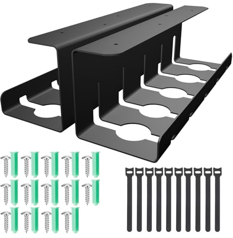 AiQInu Kabelkanal Schreibtisch 2er Set Schwarz, Inkl. Zubehör, Kabelmanagement Schreibtisch für Kabelversteck,Tisch Kabelführung Kabelmanagement durch Kabelschacht, Cable Organizer Desk