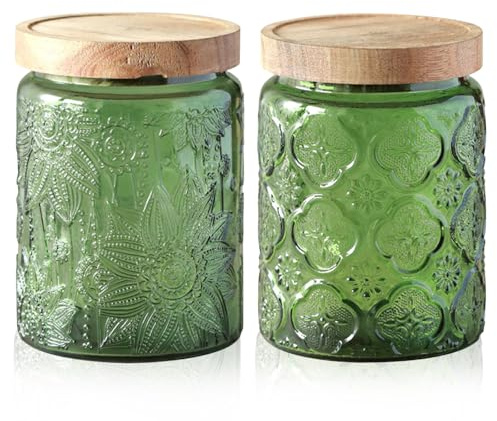 kiss me Barattoli in vetro vintage con coperchio, 700 ml, ermetici, colorati, per biscotti, tè, caffè, zucchero, caramelle, banconi della cucina, dispensa (2 confezioni da 700 ml)