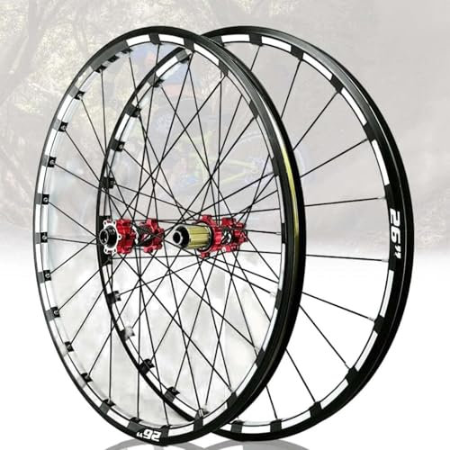 26'' 27,5'' 29'' Fahrrad-Radsatz, Steckachse for Mountainbikes, Vorderrad, Hinterrad, Doppelschicht-Scheibenbremse, 24-Schrauben-Straight-Pull-Nabe for 7-12-Gang-Fahrradräder, Radsatz(Red,29inch)