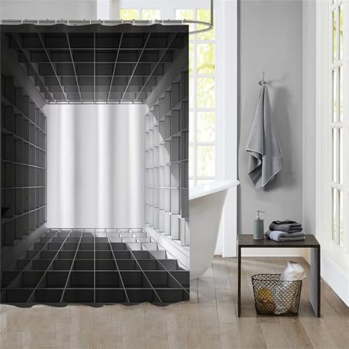 Duschvorhang LinesShower Curtain Curtains, Duschvorhänge Duschrollo 240x200cm Duschvorhang Mit Gewicht Badewanne, Duschrollo, Badewanne Duschvorhang Textil Stoff Waschbar Bad Vorhang Badevorhang 741