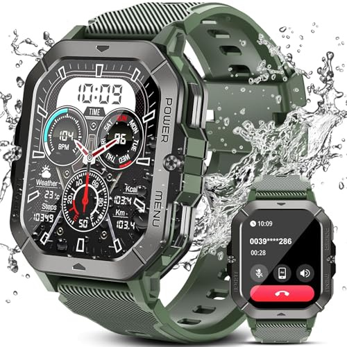 Bambooinn Military Smart Watch for Men C28, 50M Waterproof, 2.02 AMOLED Display, Smart Watch with Bluetooth Calls, Heart Rate,Sleep Monitor, 123+ Sports Modes for Android iOS