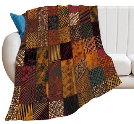 BFGWK Coperta per divano, coperta in flanella senza pelucchi, coperta patchwork in stile africano, per tutte le stagioni