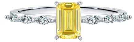 Whoiy Hochzeitsringe Weissgold 585, Damen Verlobung Ringe 14k Echt Gold Elegant Bandring mit Citrin für Frauen Gr. 57 (18.1)
