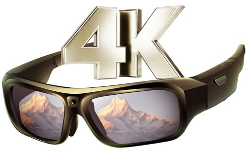YYCAMUS Occhiali da sole per fotocamera 4K, occhiali da sole intelligenti con fotocamera, occhiali intelligenti da esterno con fotocamera, occhiali da sole con protezione UV, videocamere sportive e