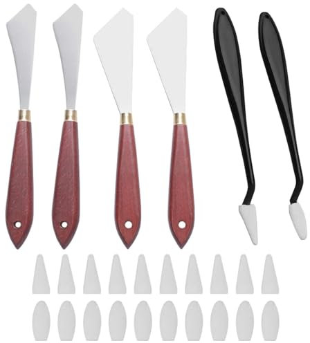NYGGTYK Pezzi di Pittore di Olio E 1 Set di Attrito di Spugna, Strumenti di Striscio, Strumenti di Pittura, Coltello da Pallet in Acciaio Inossidabile, Accessori per Manuale Fai -da -Te