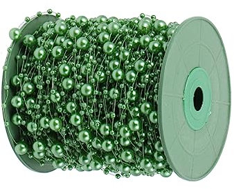 Homoyoyo 60m Rolle Perlenkette Aus Abs Perlen Dunkelgrün Selbstgemacht Schmuckzubehör Für Hochzeitsdekoration Brautstrauß Floristik Und Partydeko