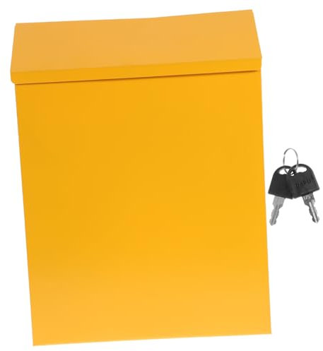 Operitacx Fer Boîte aux Lettres Murale, Grosse Capacité, Boîte à Suggestions Verrouillable Jaune, pour Courrier et Informations Confidentielles, pour Bureau ou Usine