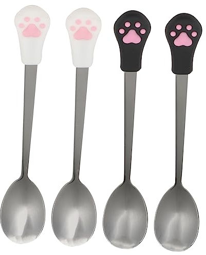 ifundom 4Pcs Stainless Steel Pet Food Spoon for Dogs and Cats Handle Dog Can Spoon Cat Food Scoop for Easy Feeding Durable and Reliable Kitchen Accessory
