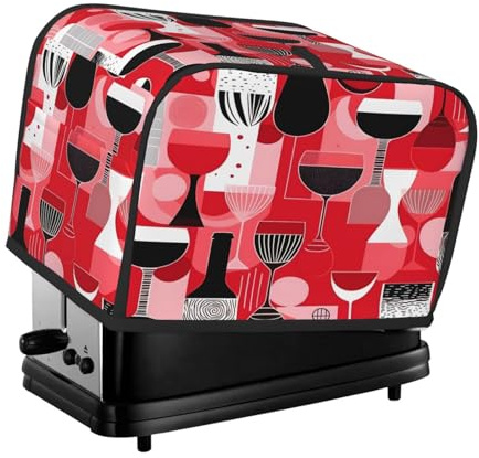 Mexpekil Abstrakte Rotweinglas-Toaster-Abdeckung, 2 Scheiben, Brotbackmaschine, wasserdicht, Küche, kleines Gerät, staubdichte Abdeckungen, Toaster-Ofenschutz, Frauengeschenk