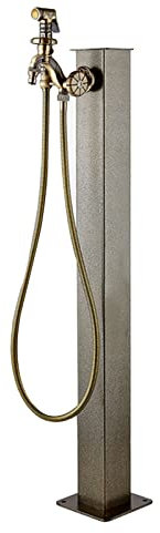 Quadratischer Edelstahl-Säulenbrunnen für den Außenbereich, wetterfester Wasserspender für den Innenhof, Gartenwassersäule, Gartenschlauchhalter mit Messinghahn, verwende