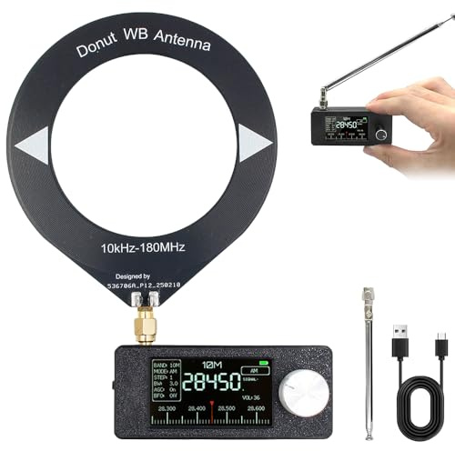 SI4732 Miniradio, HOVCEH SI4732 Mini Radio mit Donut-Antenne und Teleskopantenne, ATS Mini 0.5-108 MHz Vollband-Empfänger für AM, FM, LSB, USB-Übertragung, Tragbares USB Radio ESP32-S3-Steuerung