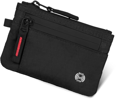 DiULi Plånbok för herrar, plånbok med RFID-skydd och 2 dragkedjor, plånbok och kontanter, kreditkortsfodral, plånbok för damer och herrar, lätt och minimalistisk design, svartb, Black-B, Klassisk